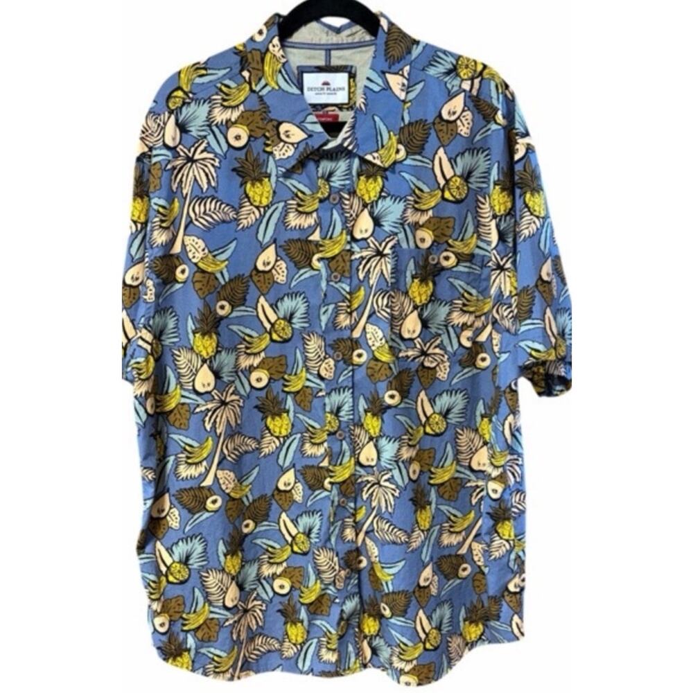 Ditch Plains Ricky Singh Men Cotton Tropical Hawaiian Button Up Shirt Medium NEW